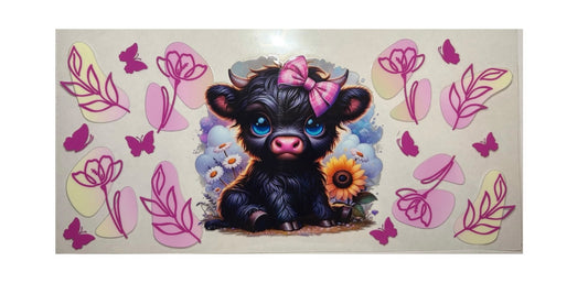 #15009 Black Cow Pink Bow 16oz-20oz