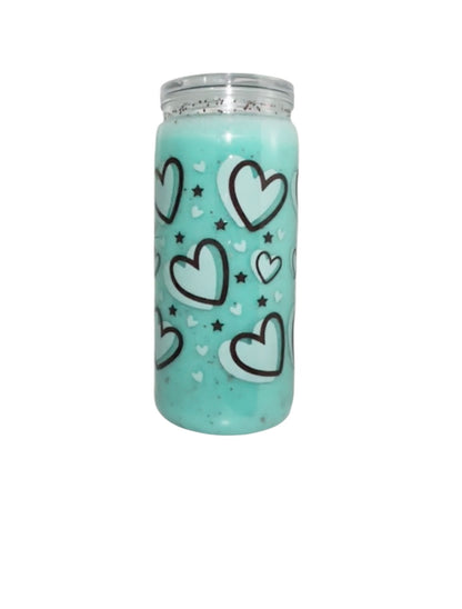 #4539 20oz Turquoise Hearts (Colored Liquid)