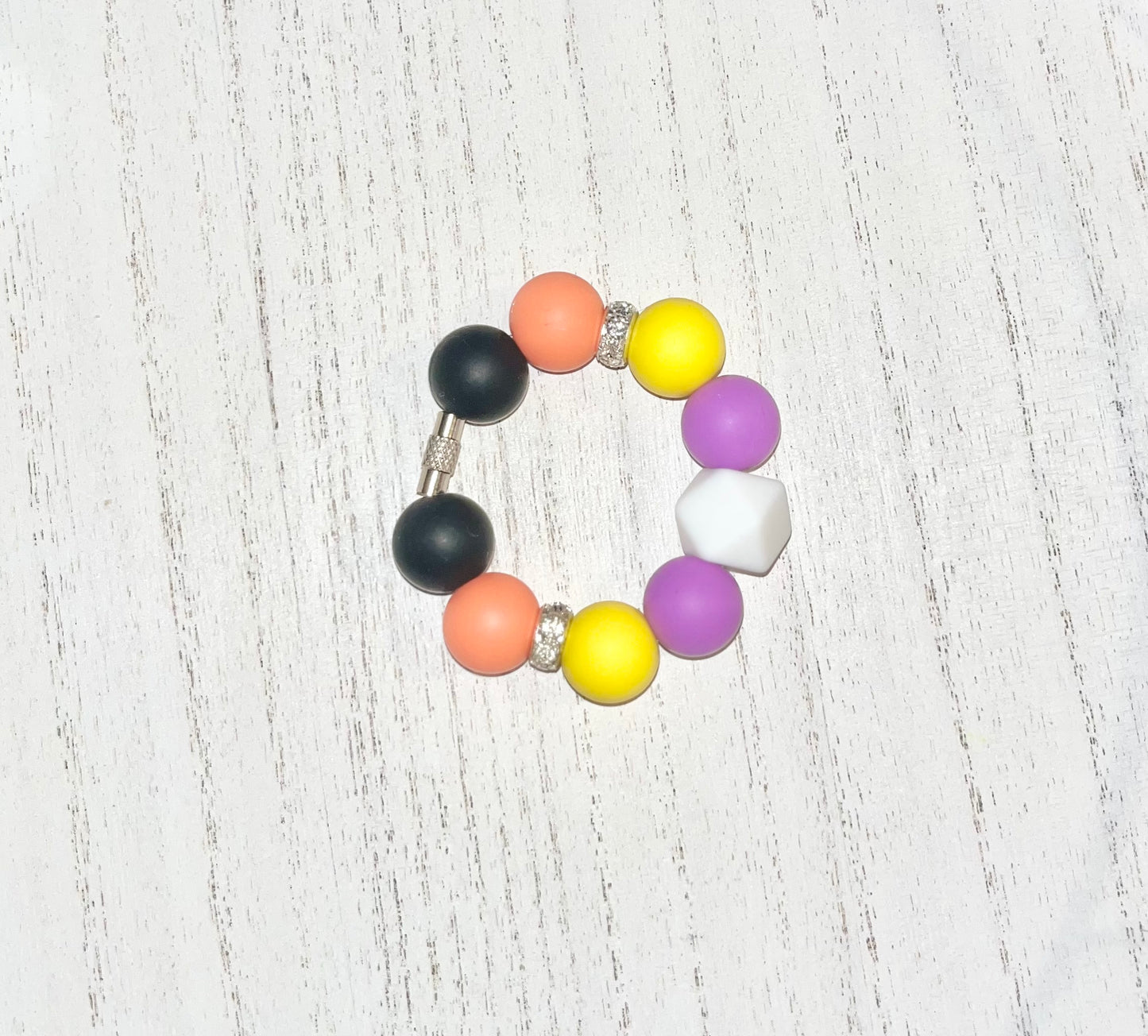 White Hexagon, Purple, Yellow & Orange | Cup Charm