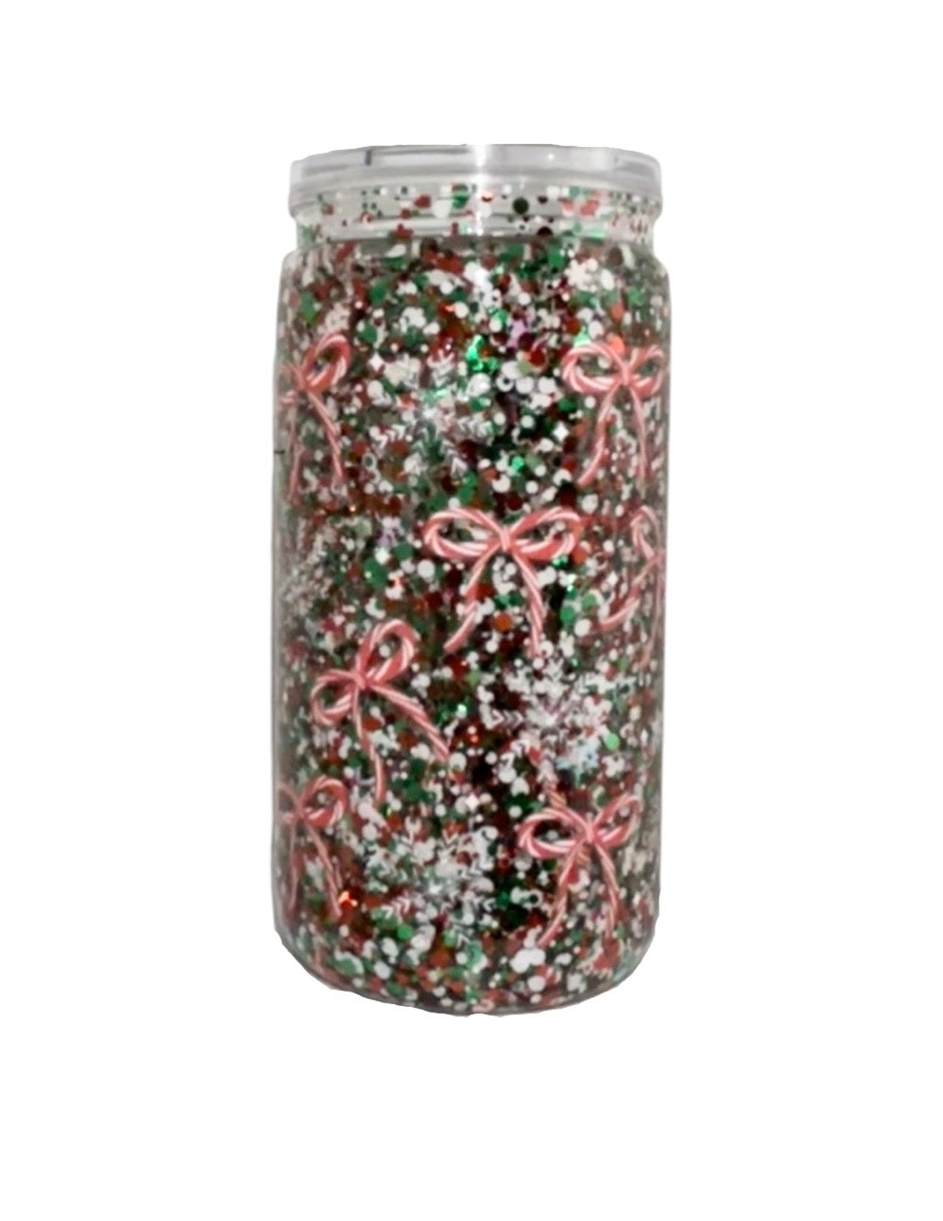 #4534 16oz Candy Cane Bows (Slow Flow Glitter)