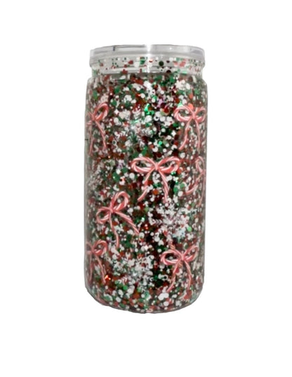 #4534 16oz Candy Cane Bows (Slow Flow Glitter)