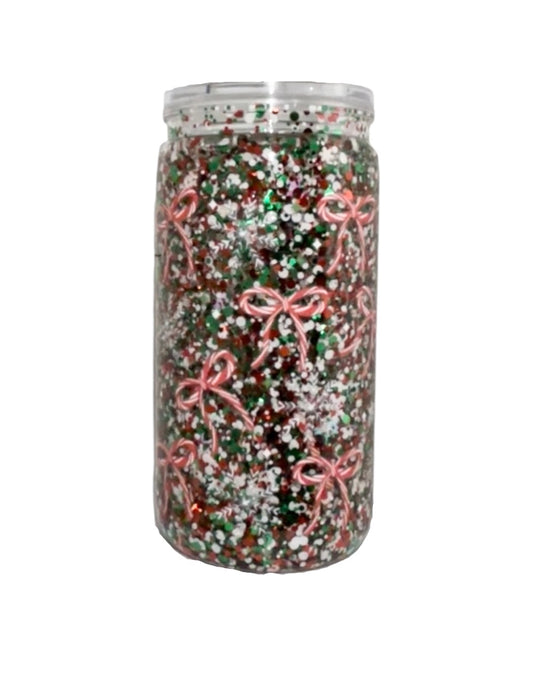 #4534 16oz Candy Cane Bows (Slow Flow Glitter)
