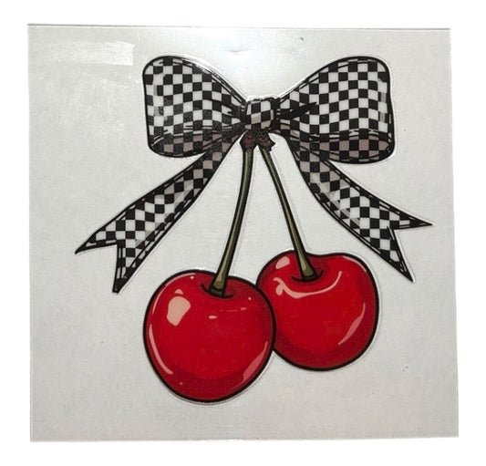 #1036 Cherry Checkered Bow - Decal