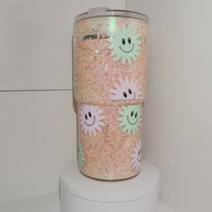 #4536 18oz Pastel Smilies (Slow Flow Glitter)