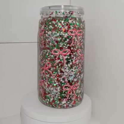 #4534 16oz Candy Cane Bows (Slow Flow Glitter)